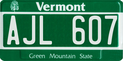 VT license plate AJL607