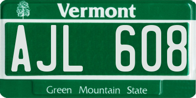 VT license plate AJL608