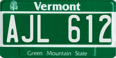 VT license plate AJL612