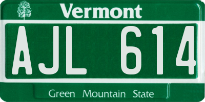 VT license plate AJL614