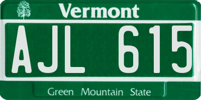 VT license plate AJL615