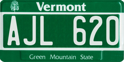 VT license plate AJL620