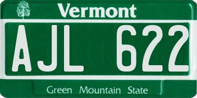 VT license plate AJL622