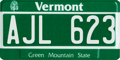 VT license plate AJL623
