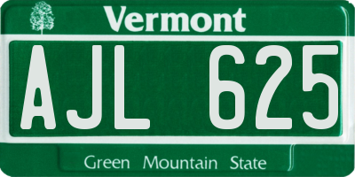VT license plate AJL625