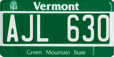 VT license plate AJL630