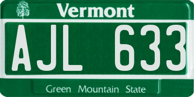 VT license plate AJL633