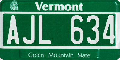 VT license plate AJL634