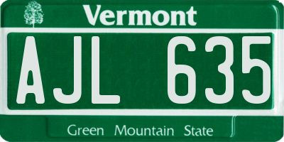 VT license plate AJL635