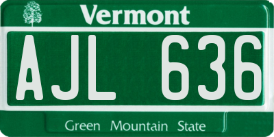 VT license plate AJL636