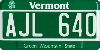 VT license plate AJL640
