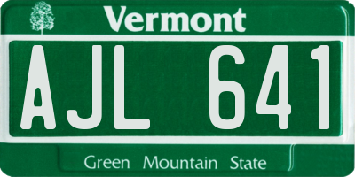 VT license plate AJL641