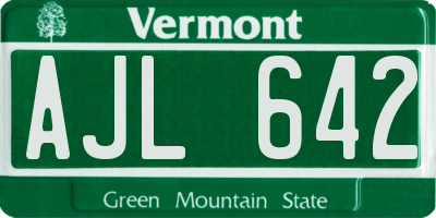VT license plate AJL642