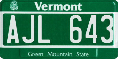 VT license plate AJL643