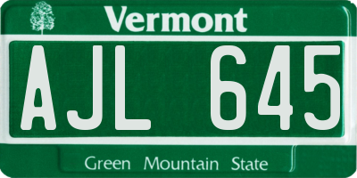 VT license plate AJL645