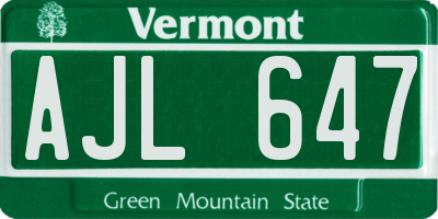 VT license plate AJL647