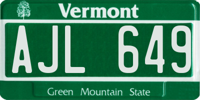 VT license plate AJL649