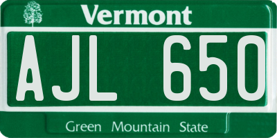 VT license plate AJL650
