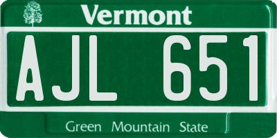 VT license plate AJL651