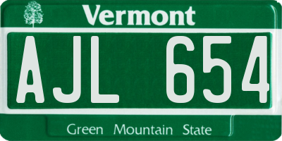 VT license plate AJL654