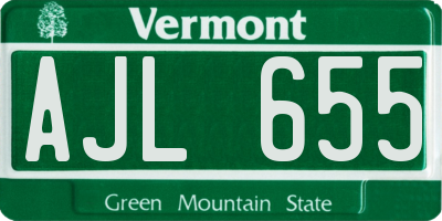 VT license plate AJL655