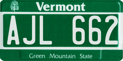 VT license plate AJL662