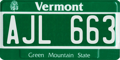 VT license plate AJL663