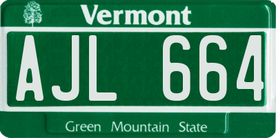 VT license plate AJL664