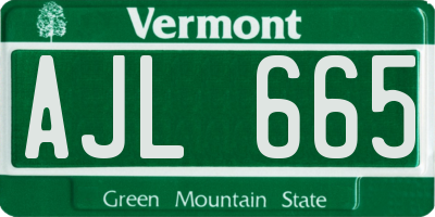VT license plate AJL665