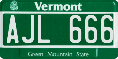 VT license plate AJL666