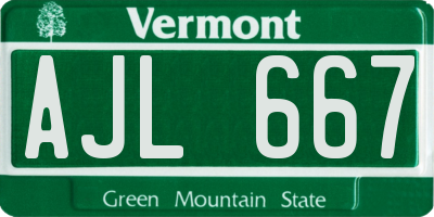 VT license plate AJL667