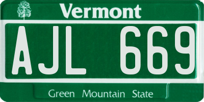 VT license plate AJL669