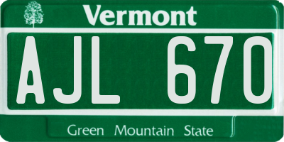 VT license plate AJL670
