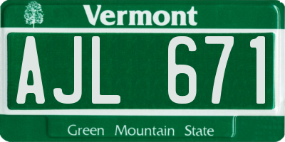 VT license plate AJL671