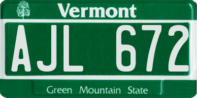 VT license plate AJL672