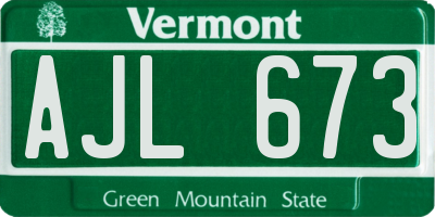 VT license plate AJL673
