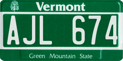VT license plate AJL674