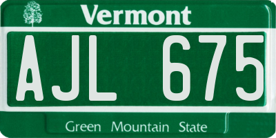 VT license plate AJL675