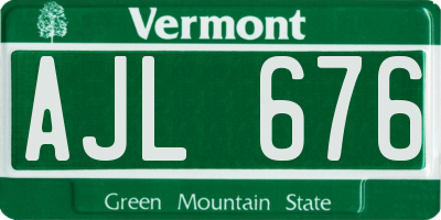 VT license plate AJL676