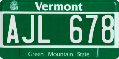VT license plate AJL678
