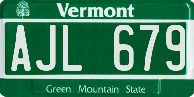 VT license plate AJL679