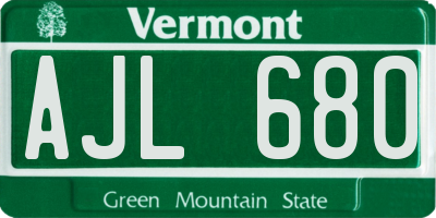 VT license plate AJL680