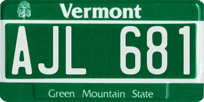 VT license plate AJL681