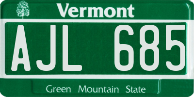 VT license plate AJL685