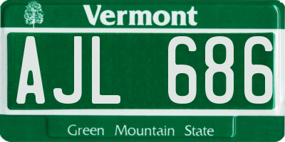 VT license plate AJL686