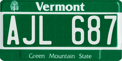 VT license plate AJL687