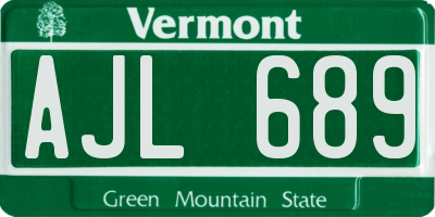 VT license plate AJL689