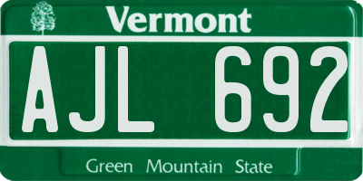 VT license plate AJL692