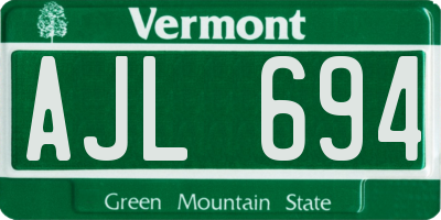 VT license plate AJL694