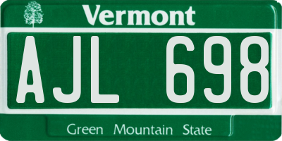 VT license plate AJL698